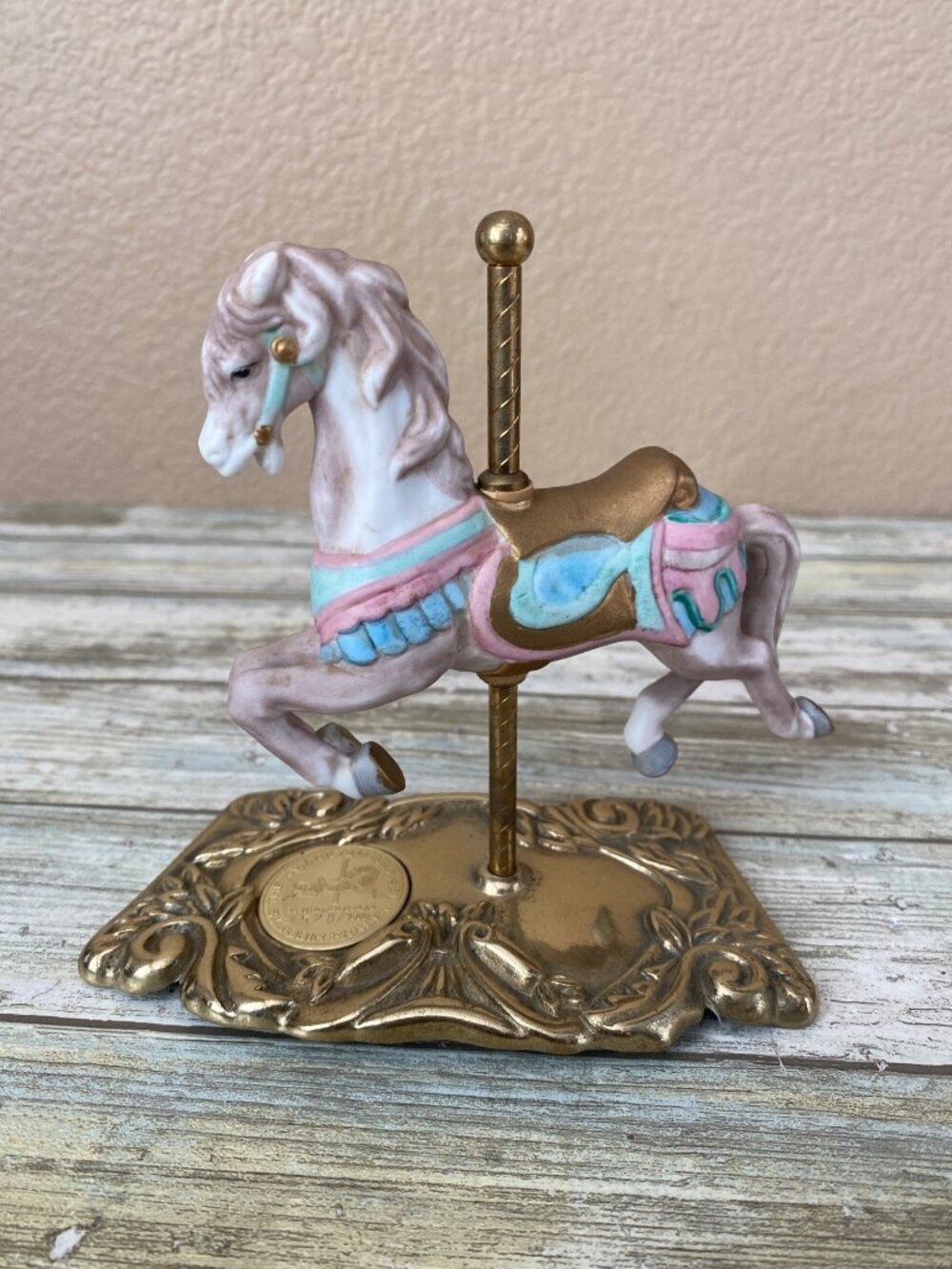 Tobin Fraley Ltd Ed American Carousel Horse Brass Tone w/Coin Inlay 3rd Ed